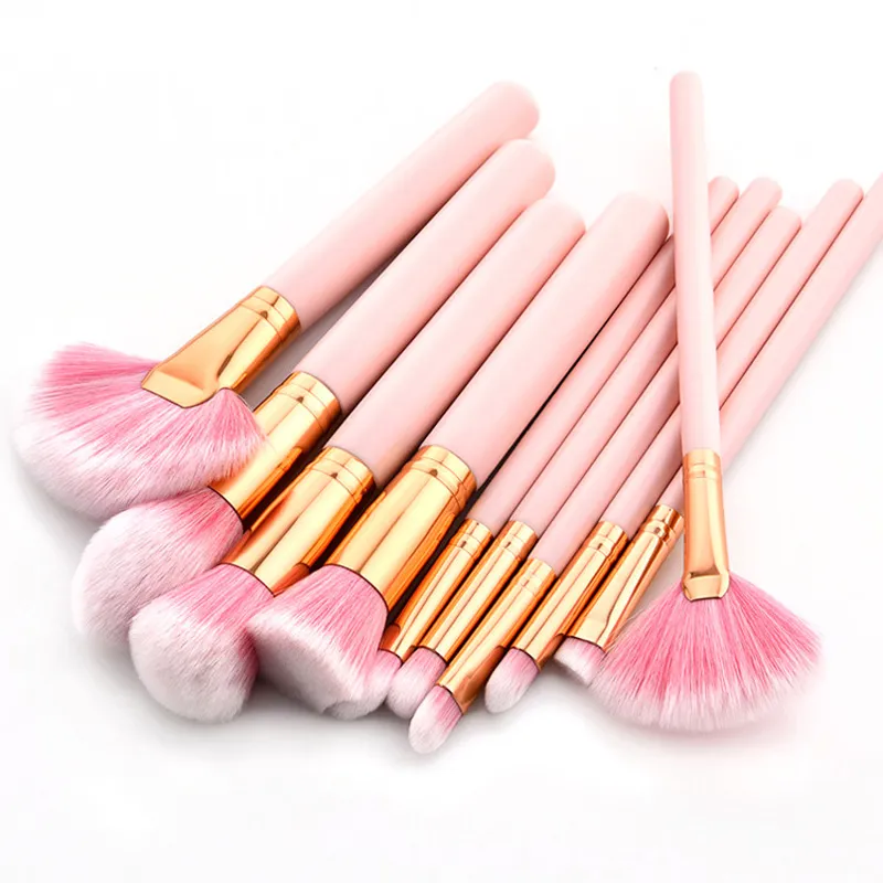 10pcs Pennelli per il trucco professionale rosa Set Set Foundation Powder Blusher Contour Eyeshadow Beauty Cosmetics Make up Strumenti di pennello Kit