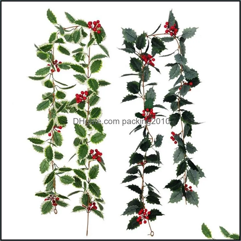 Decorative Flowers & Wreaths 68.89in 175CM Christmas Berry Garland Artificial Red For Tree Home Party Decor