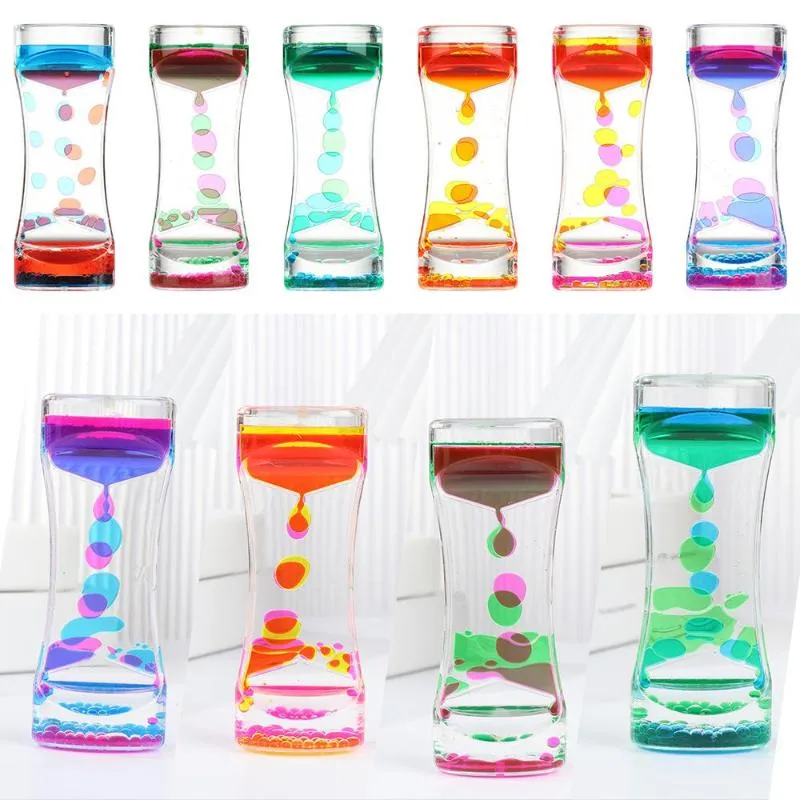 Inne zegary Akcesoria Double Color Dynamic Oil Drop Spreak Hourglass Zabawki Hourglasses Ozdoby Ciecz Timer Piękny Talia Rzemiosło