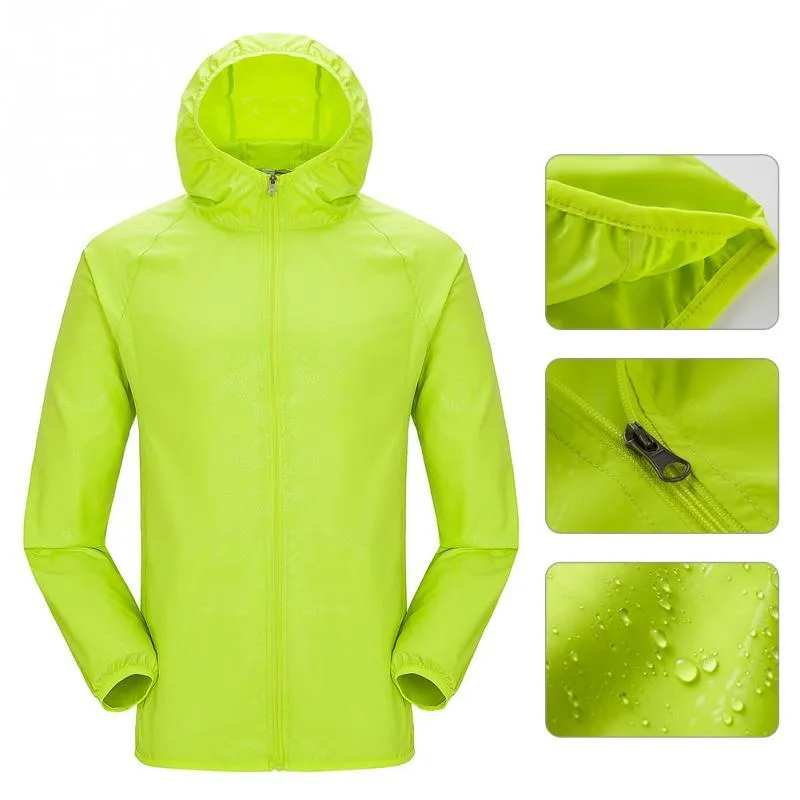 Jaquetas dos homens Homens Mulheres Raincoat Caminhadas Viagem À Prova D 'Água Windproof Jaqueta Ao Ar Livre Bicicleta Esportes Rápido Dry Rain Rain Roupa Solcreen Unisex