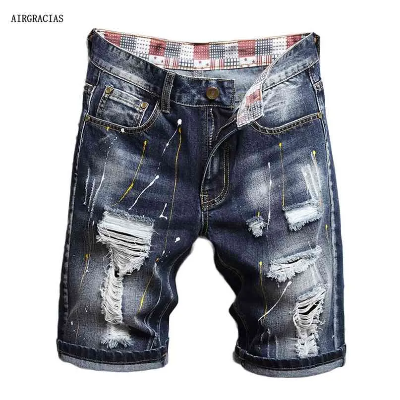 Airgracias anländer shorts män jeans varumärke kläder retro nostalgi denim bermuda kort för man blå jean storlek 28-40 210713