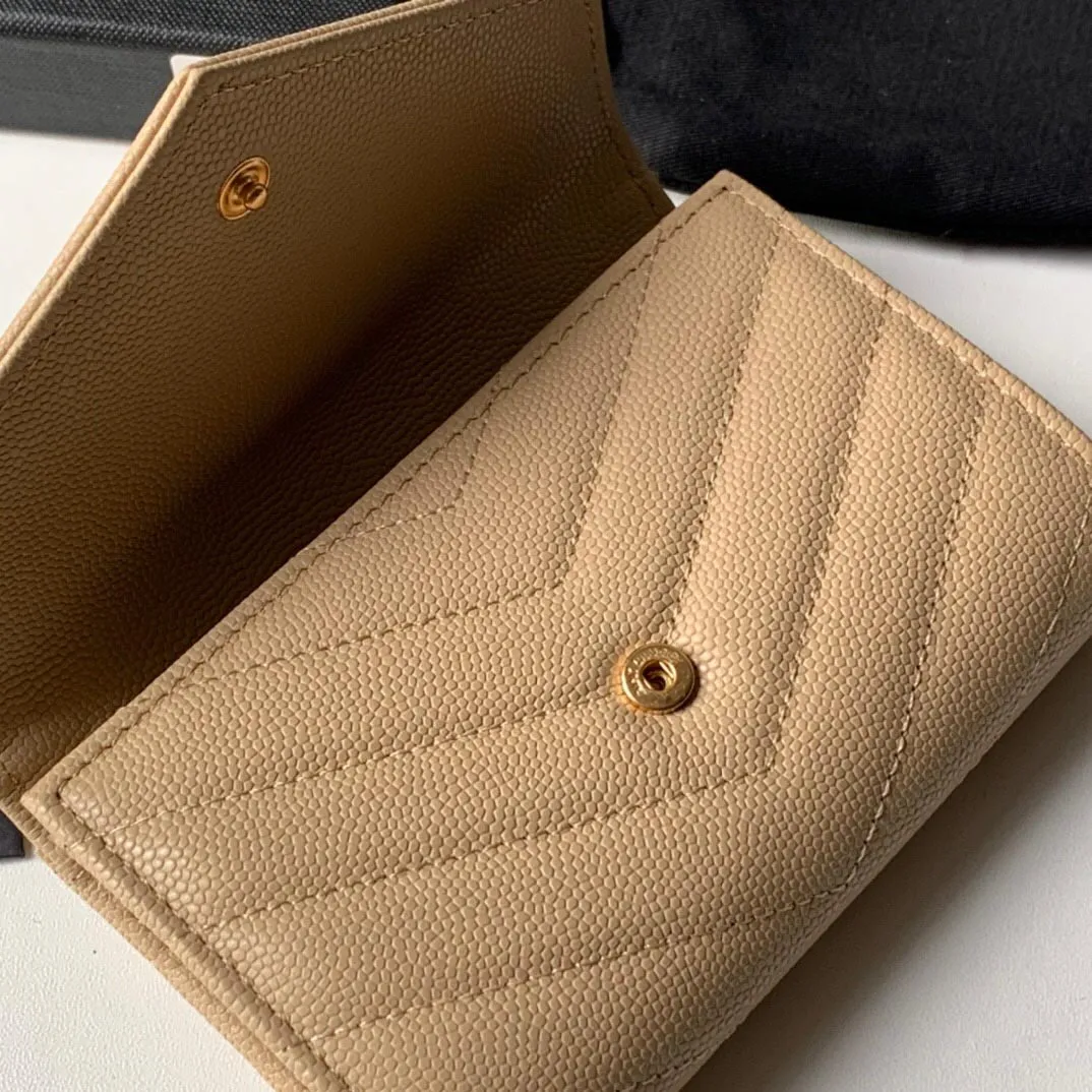 Fashion Selling Classic wallet Women Top Quality Full Leather Luxurys Designer bag Gold and Silver Buckle Coin Purse Card Holder 12cm With box