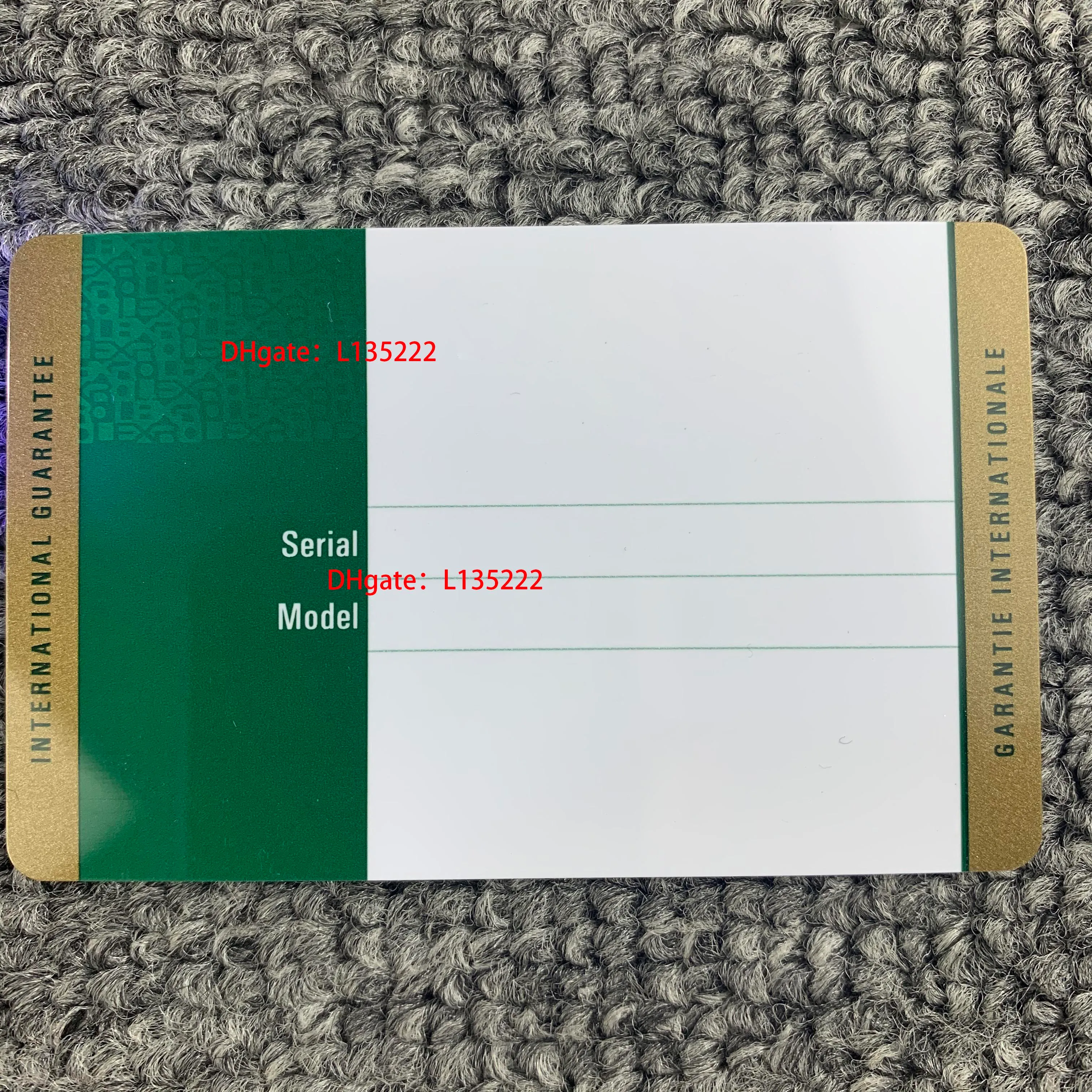 최고 버전의 녹색 보안 보증 카드 사용자 정의 인쇄 모델 일련 번호 주소 보증 카드 시계 상자에 대한 보장 카드 시계 상자 WatchE276y