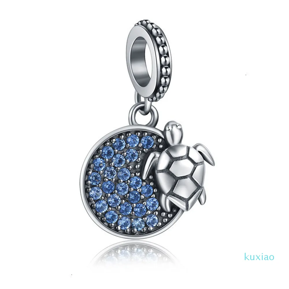 S925 Sterling Silver Belle Tortue Charmes Perles Bracelet Perles Pendentif Diy Accessoires Spot En Gros