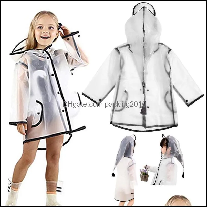 Raincoats Transparent Kids Raincoat Waterproof Rain Poncho Clear Children Kindergarten School Student Rainsuit Protective Covers