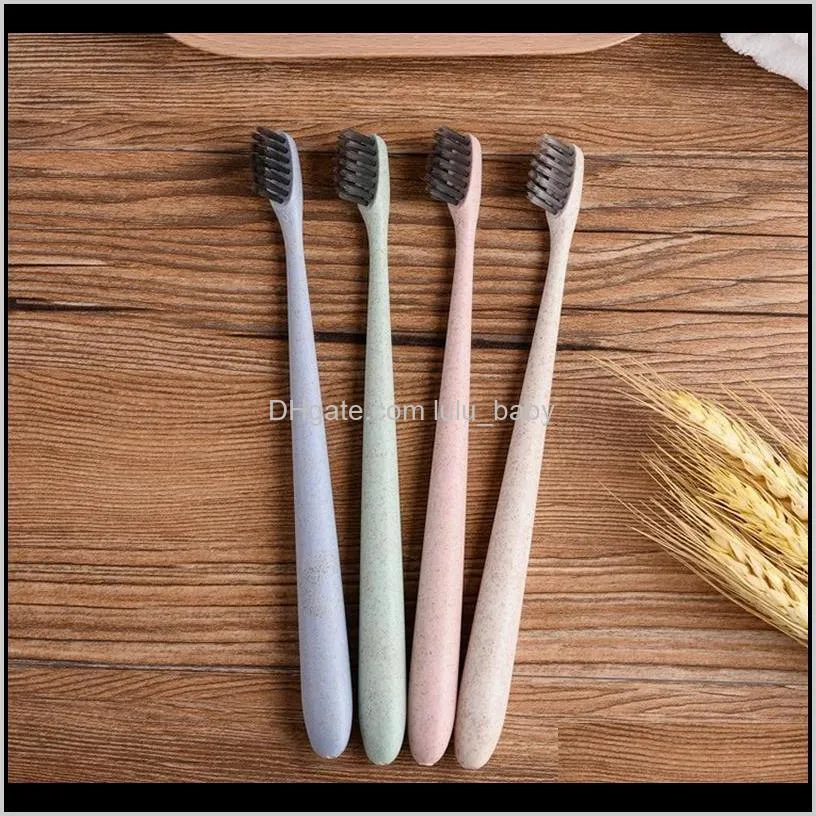 wheat straw toothbrush, bamboo charcoal soft bristled adult toothbrush, portable oral cleaning and care toothbrush, explosive