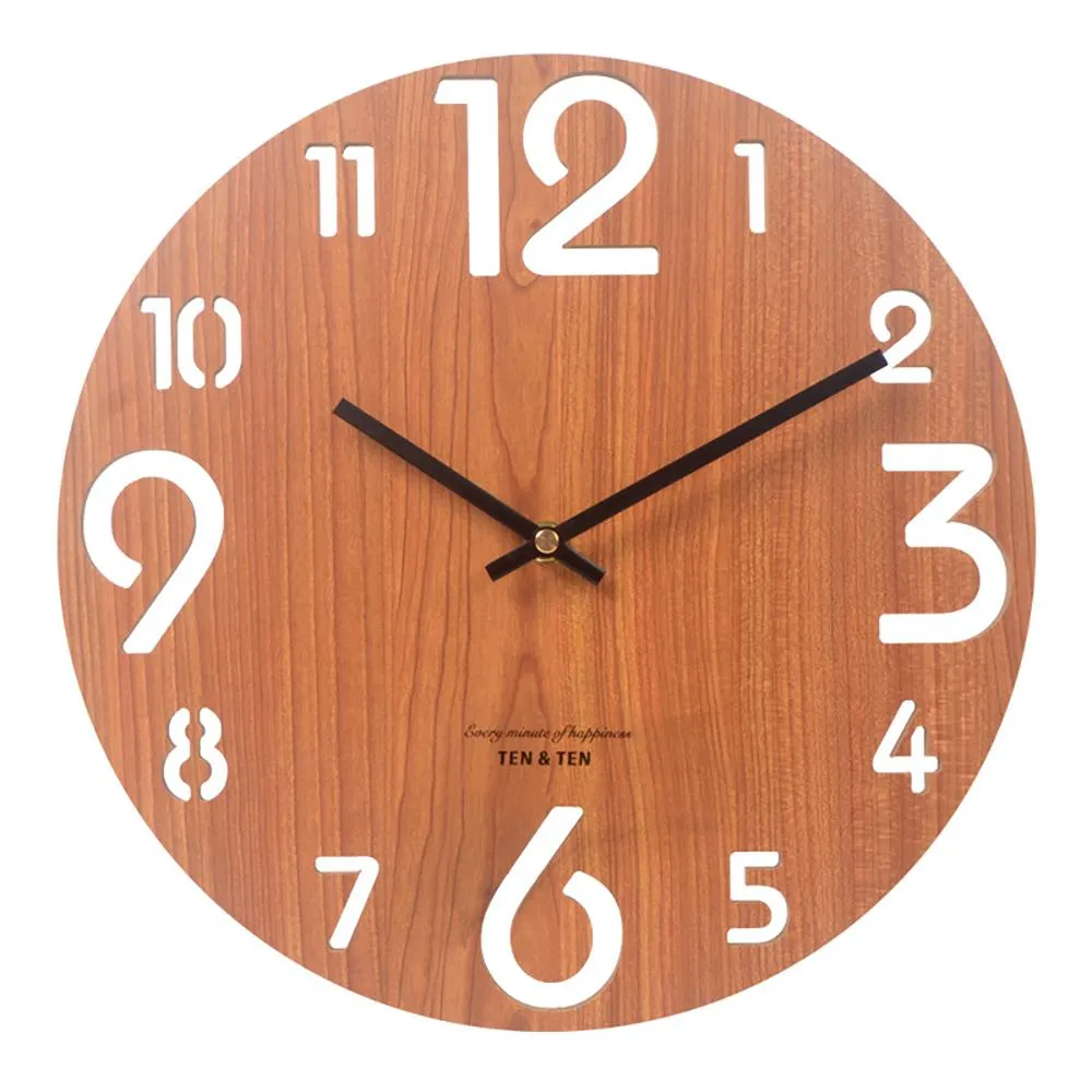Wall Clocks Wooden 3D Clock Modern Design Nordic Children`s Room Decoration Kitchen Art Hollow Watch Home Decor 12 Inch DHL
