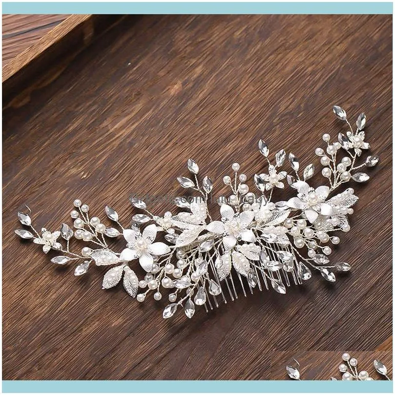 Jewelrysier Colore Fiore Perla Strass Pettine Matrimonio Aessories Per Le Donne Sposa Tiara Fascia Capelli Gioielli Drop Delivery 2021 39Fwk