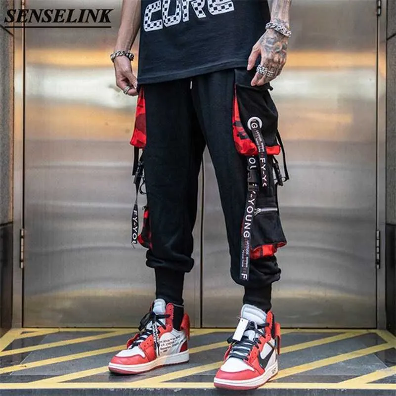 Hommes Casual Hip Hop Cargo Pants Printemps Tendance Lâche Hip Hop Streamers Street Dance Pantalon Stretch Multi-Pocket Cargo Hommes Pantalon 210930