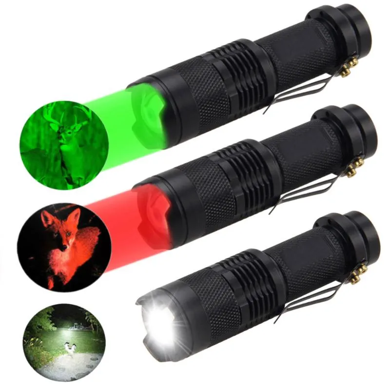 Taschenlampen Taschenlampen C5 LED 670 nm roter Strahl Licht Sehvermögen Geschenk grün blau Taschenlampe Lampe Laterne gegen Verschlechterung