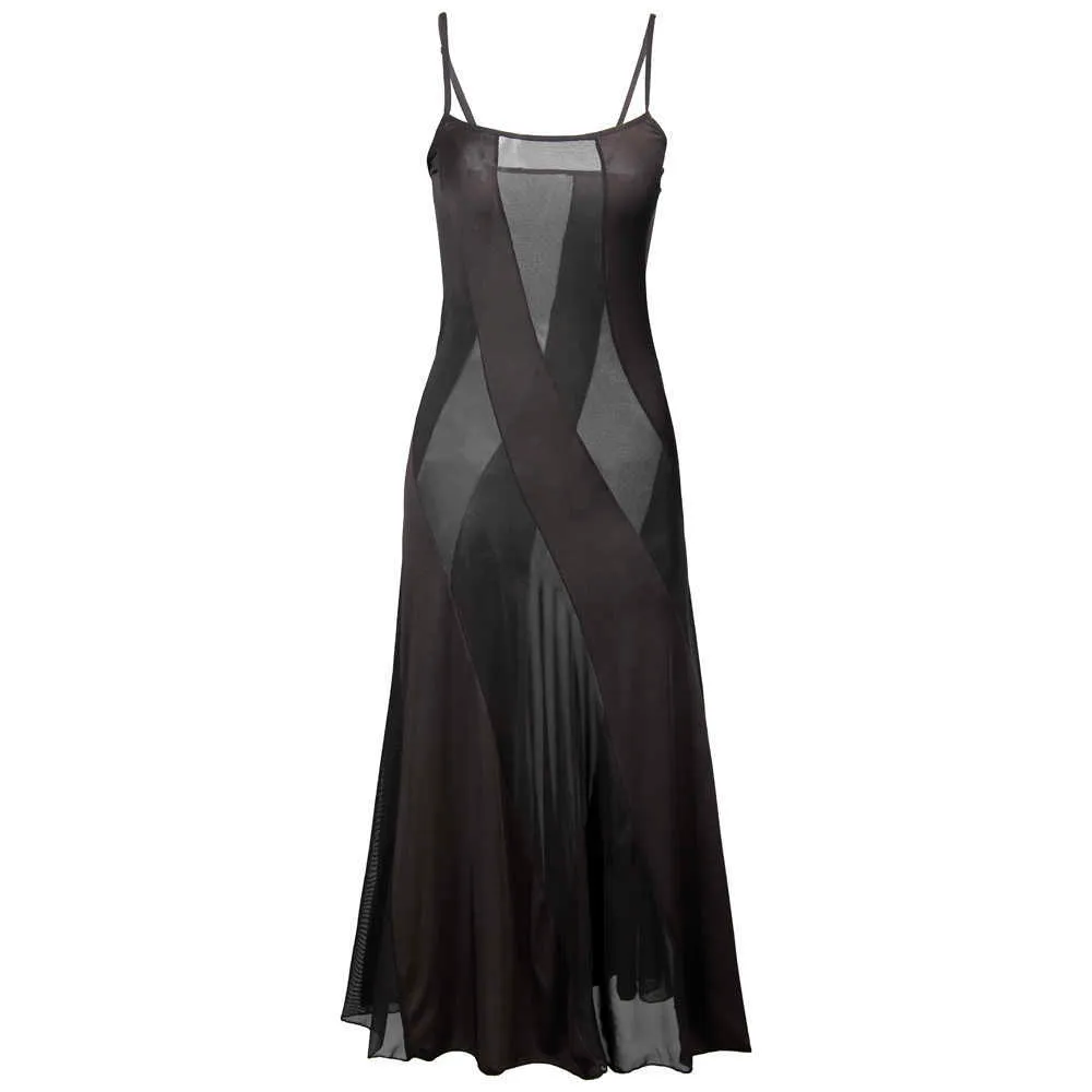 Artı Boyutu S-6XL Stil Kadınlar Katı Uzun Elbise Sexy Lingerie Yaz Şeffaf Gecelik Gecelikler Iç Çamaşırı 210924