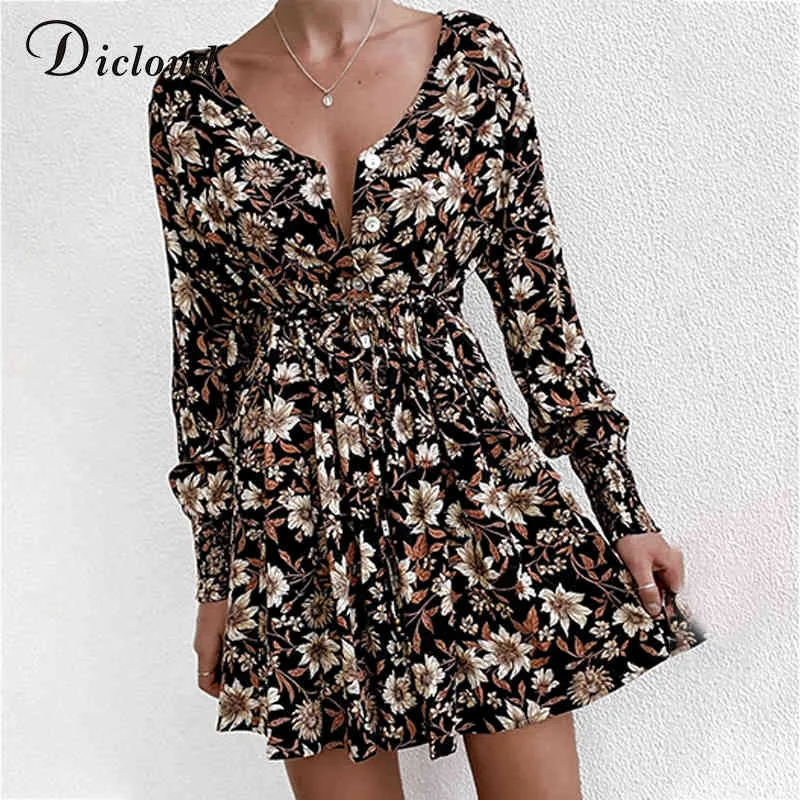 Polyester Print And Sexy V Collar Tie Lotus Dress