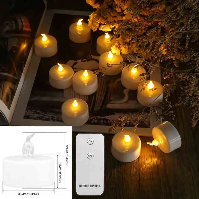 12/24Pack Theelichtjes Realistisch Flikkeren Batterij-aangedreven Vlamloze LED Kaars Met Afstandsbediening Voor Feest Bruiloft Home Decor