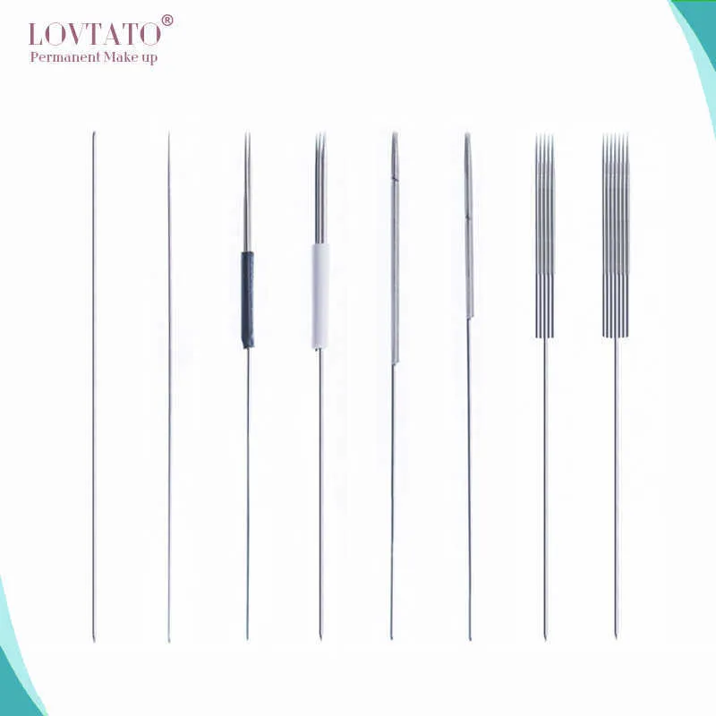 Engångs tatuering Needles 1R 3RL 3RS 5RL 5RS 3F 5F 7F Agujas microblading permanent makeup maskinnål 0,35x50mm Maquiagem 3d 210608