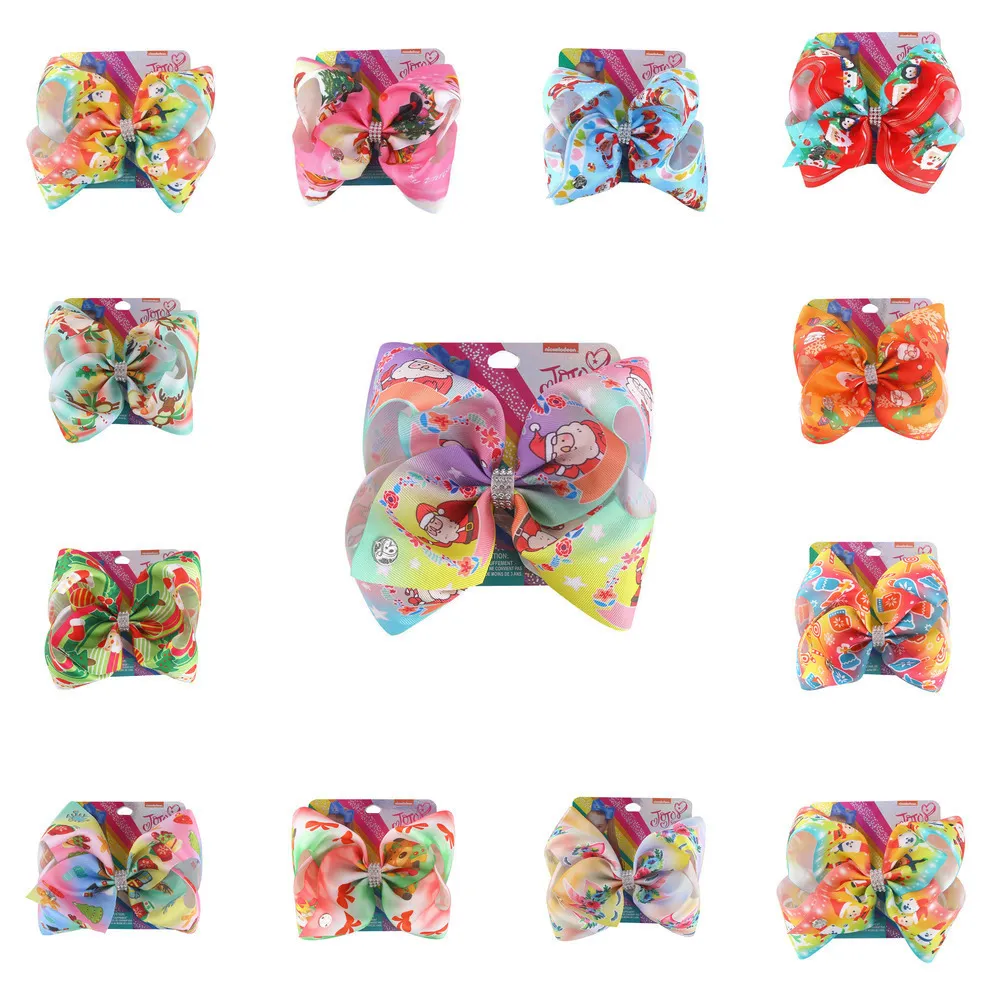 14 Styl 8 Cal Jojo Siwa Hair Bow Duże Duże Girls Boże Narodzenie Xmas Party Headderes Headwear Santa Claus Cartoon Kreskówka Księżniczka Bowknot Klipy Barrettes G96Kemg