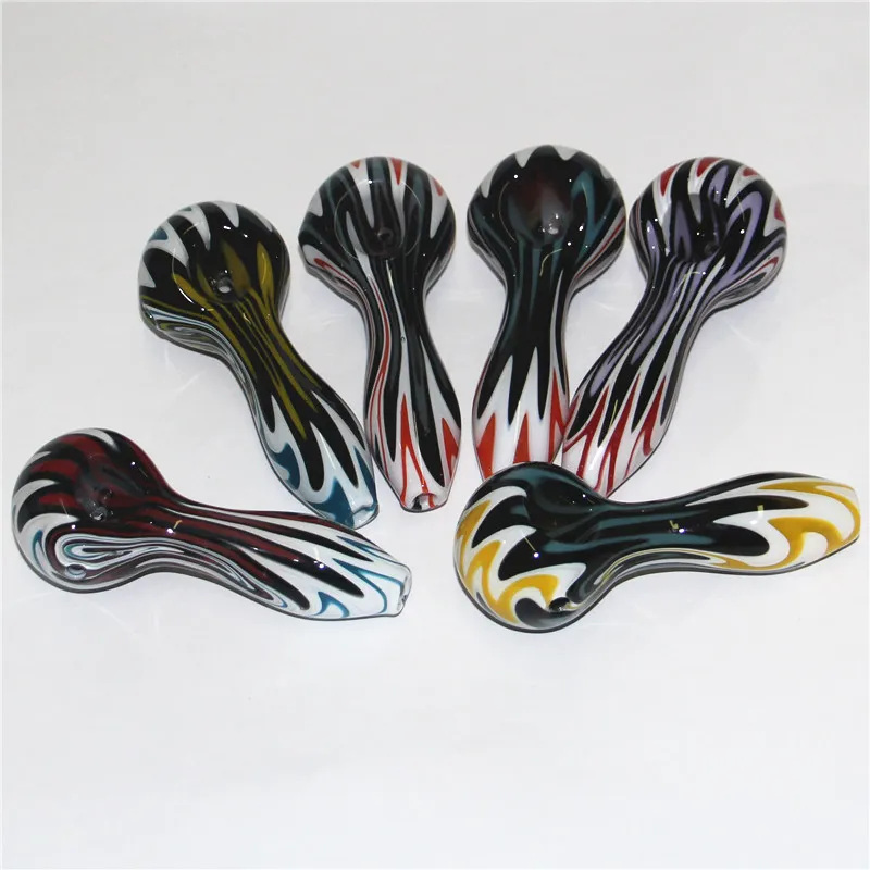 Wholesale 4 Inch Glass Pipes Smoking Hookah Tobacco Spoon Pipe Colored Mini HandPipes For Oil Burner Dab