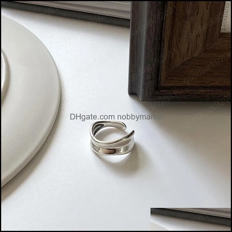 Korean Trendy Minimalist Silver Color Ring For Women Fashion Creative Irregular Geometric Party Jewelry Gifts Vintage Rings