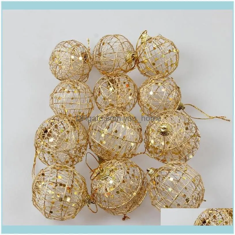 2020 Christmas 6pcs Christmas Xmas Tree Gold Ball Baubles Hanging Party Ornament Decoration free shipping1