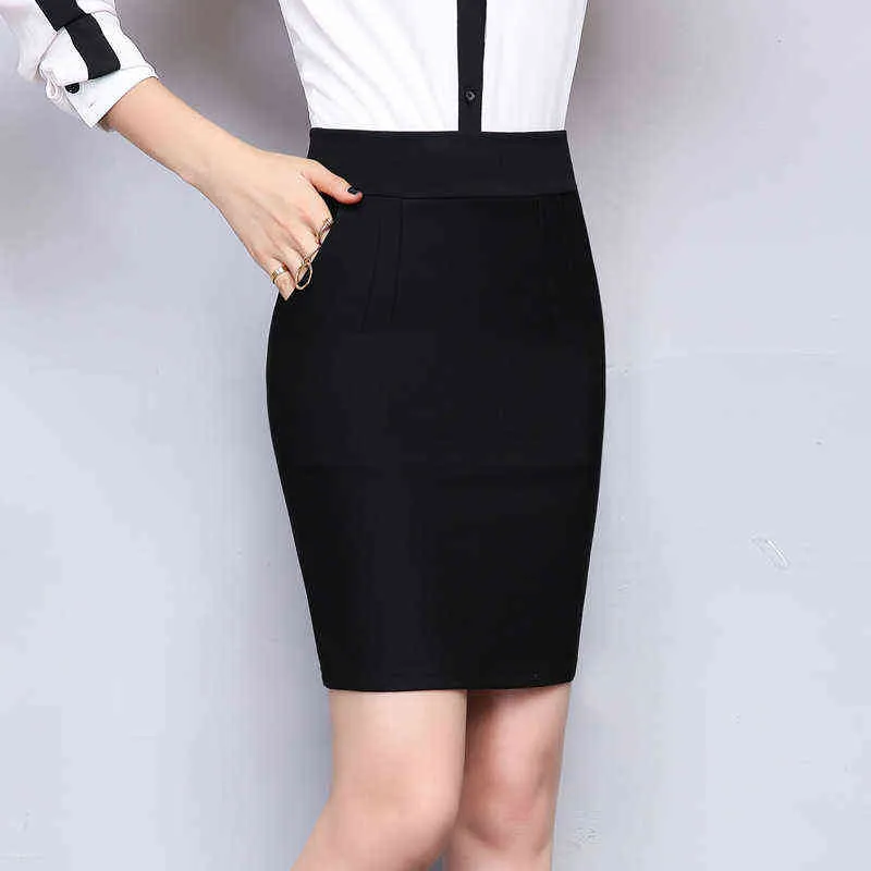 High Waist Pencil Skirt Women's Slim Fit Office Skirt, Sexy Mini Skirt,  Plus Size Available, Elastic Waistband, Solid Color, Pocket Design Buy