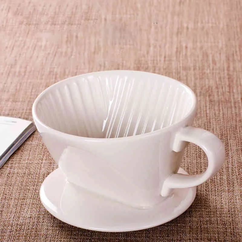 Taza de filtrado reutilizable, embudo de filtro de goteo elaborado a mano de cerámica práctico, accesorios de café duraderos 210326