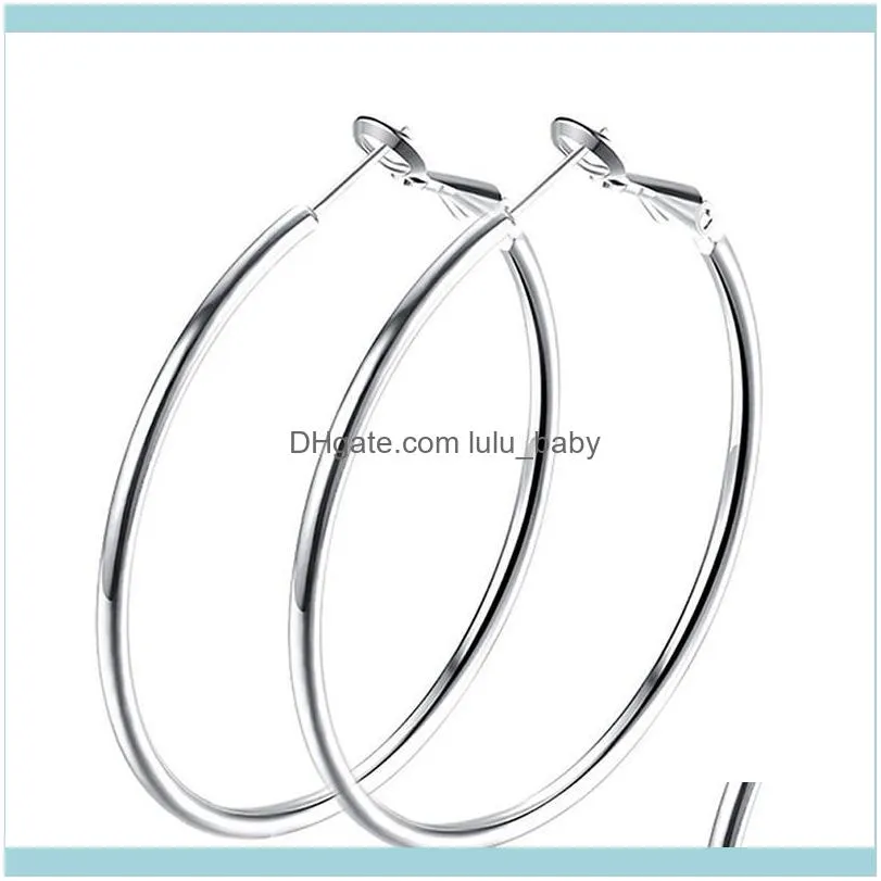 Fashion Gold Silver Color Round Creole Earrings Super Big Circle Hoop For Women Party Statement Jewelry & Huggie