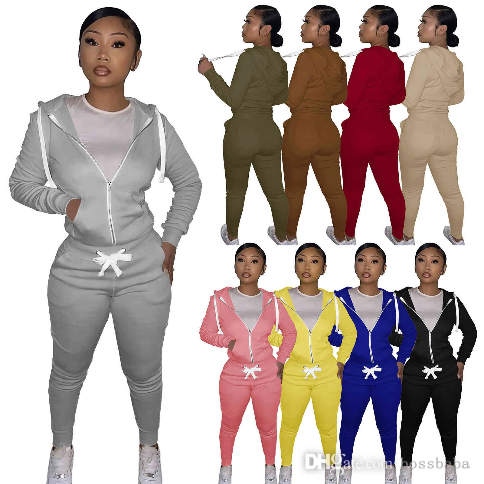 Womens Cotton Tracksuit Set Casual Long Sleeve Sweatpants And Hoodie Outfit  Cardigan Joggers With Pencil Pants Fall/Winter Fashion Sweatsuits From  Bossbaba, $16.3