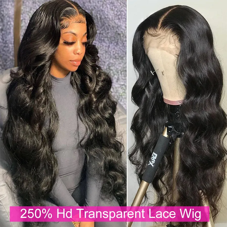 Perruque Lace Front Wig Body Wave 13x6x2, cheveux de bébé pré-épilés, densité 250, perruque frontale en dentelle transparente, perruques de cheveux humains pour femmes