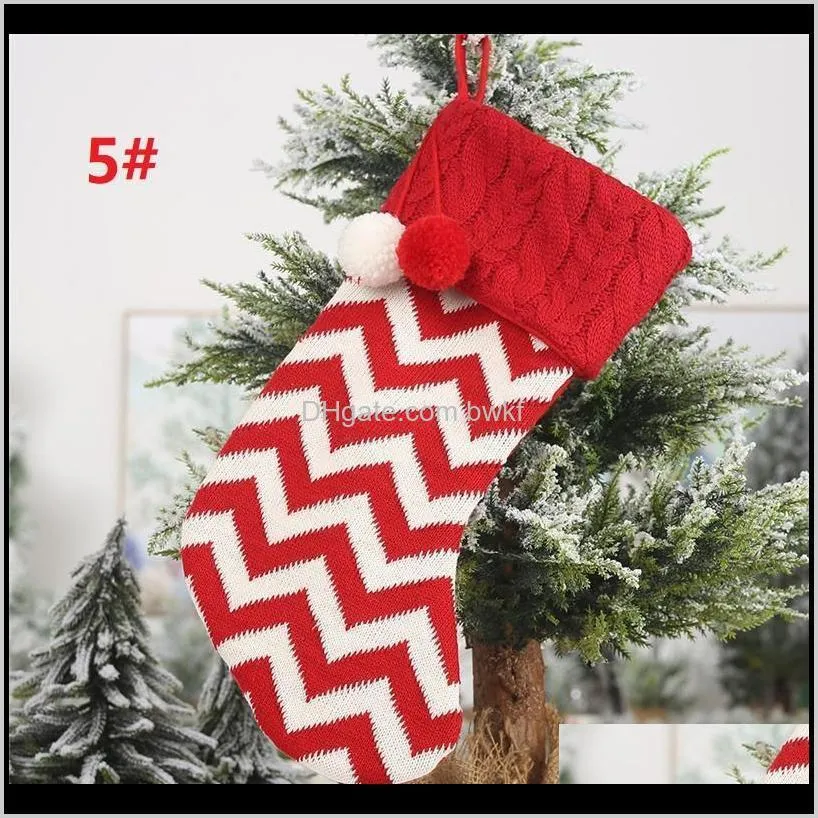 new christmas decorations knitted christmas stockings wool socks red and white elk gift bags children`s gift bags jxw325