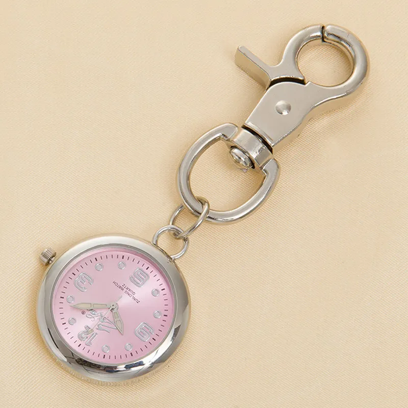 Moda Keychain bolso enfermeira relógio estudante clipe fivela médico relógio luminoso logotipo personalizado