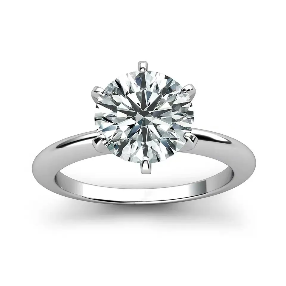 Classic 14k vitguld 1ct 2ct 3ct moissanit diamant smycken trendig bröllopsfest engagemen årsdag ring