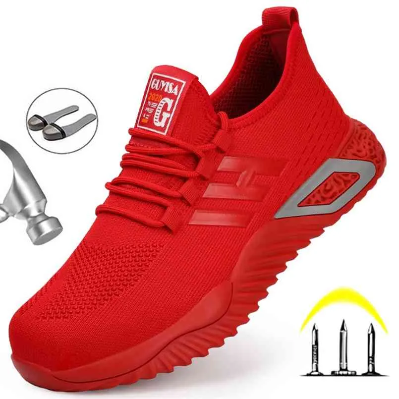 Safety Shoes Men Puncture-Proof Man Sneakers Men Steel Toe Shoes Breathable Work Boots Indestructible Safety Boots Male Shoes 210830