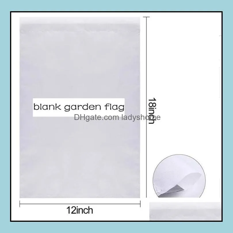Sublimation Blank Garden Flag Pure white outdoor banner Polyester Pongee 12*18 inch Decor Flags DIY Festival Household Hanging HWE5336