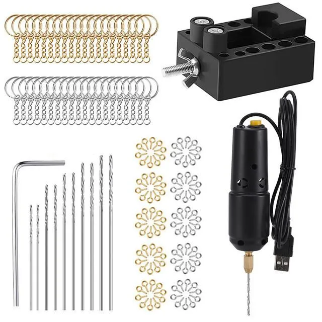 Ensembles d'outils électriques Mini perceuse électrique portative pour la fabrication de bijoux en résine époxy perle bricolage outils d'artisanat en bois avec câble de données USB 5V main