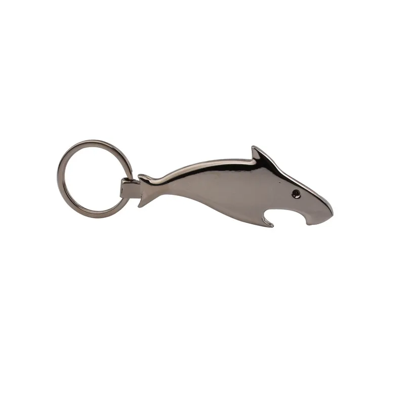 10pieces / parti 2021 Ny Rhinestone Shark Pendant Keychain Metal Animal CorksCrew Bottle Opener KeyRing Key Holder Inredningstillbehör