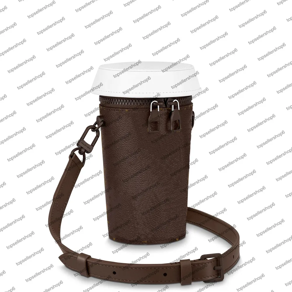 M80812 COFFEE CUP pouch Designer canvas men women mini bag genuine calf leather shoulderbag purse clutch evening crossbody handbag