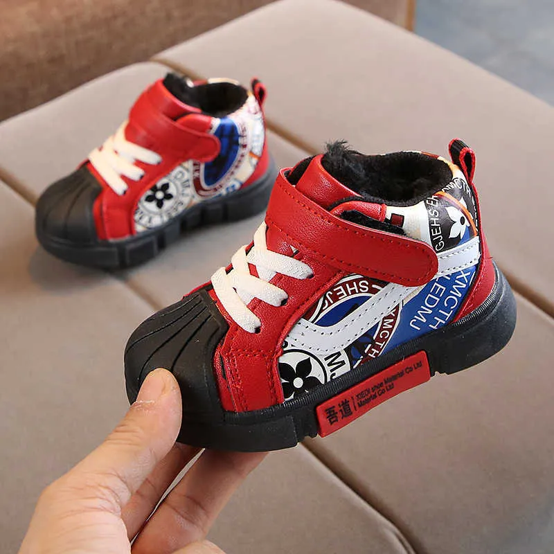 Children winter thick cotton boots soft bottom non-slip baby cotton shoes boys and girls waterproof and warm cotton shoes 210713
