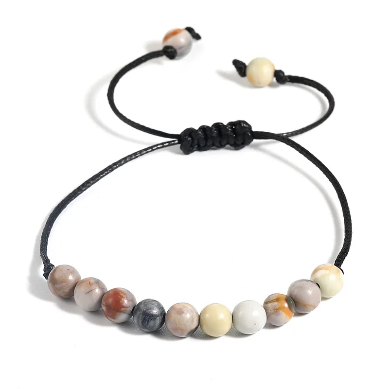 Adjustable Natural Stone Bead Bracelet Yoga Healing Crystal Stretch Beaded Bracelets for Women Men Handmade Jewelry