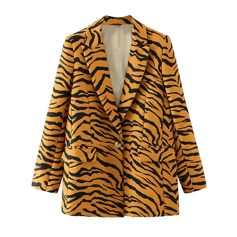 BLSQRファッション女性ヒョウプリントブレザーレディースジャケットスーツスリムガールワークウェア210430