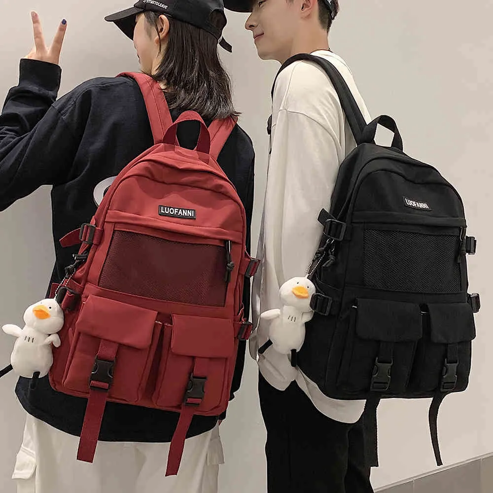 College Mesh Ladies Backpack Waterproof Female Fashion School Bag Laptop Student Girl Backpack Nylon Men Women Net Bag Book Male K726