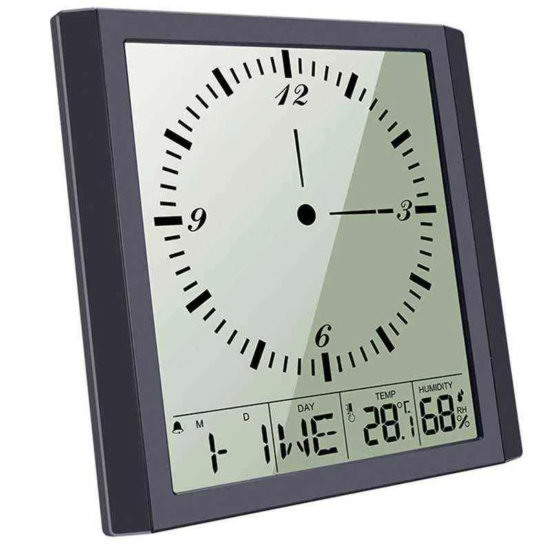 Digital väggklocka, väckarklockor för sovrum heminredning, stor LCD-skärm med tid / kalender / temperaturvisning H1230