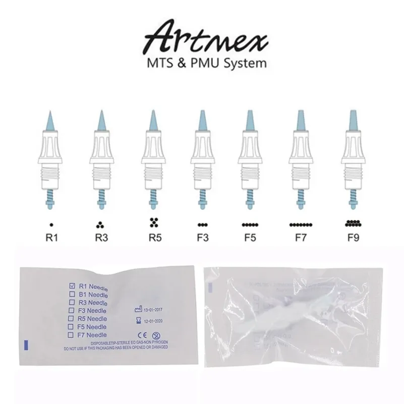 50 sztuk Artmex V8 V3 V3 PMU Igły najemny Semi Stały Makijaż Makijaż R1 R3 R5 F5 ​​F7 Cartridge Wózki Caruchos 210323