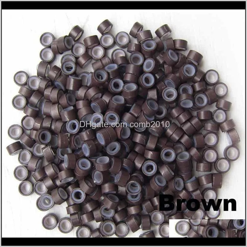 1000pcs 5mm micro ring beads silicone bead link microring for feather human hair extension tools