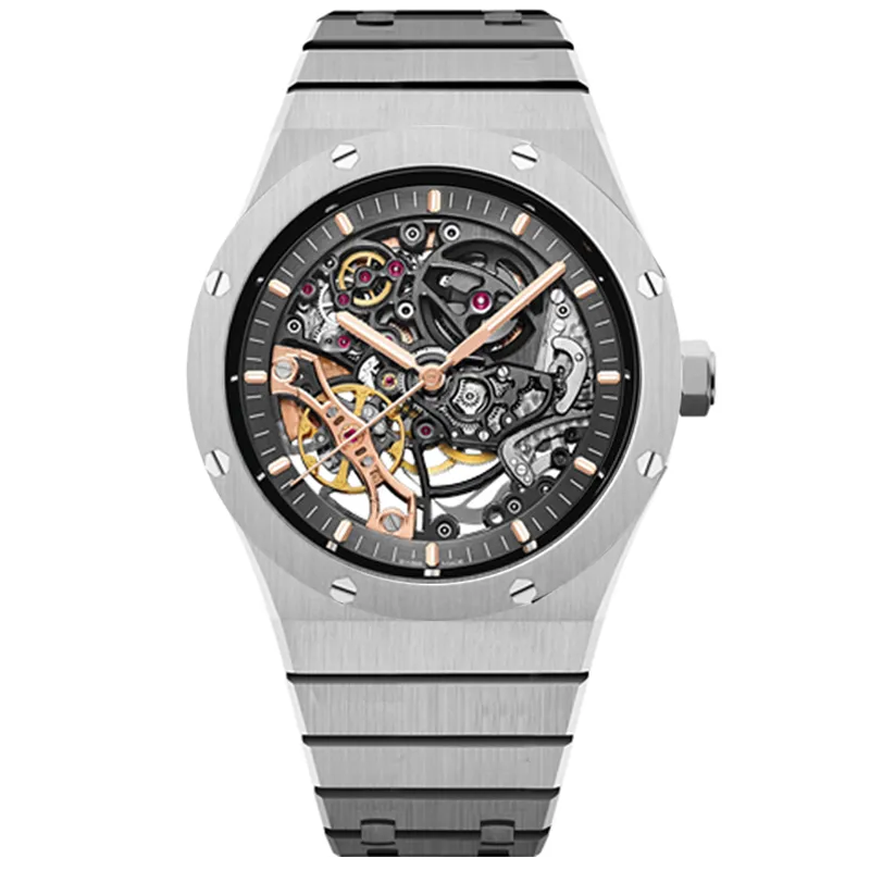 horloge mannen horloge automatische mechanische holle horloges klassieke stijl 42mm volledig roestvrij staal 5ATM waterdichte saffier super lichtgevende U1