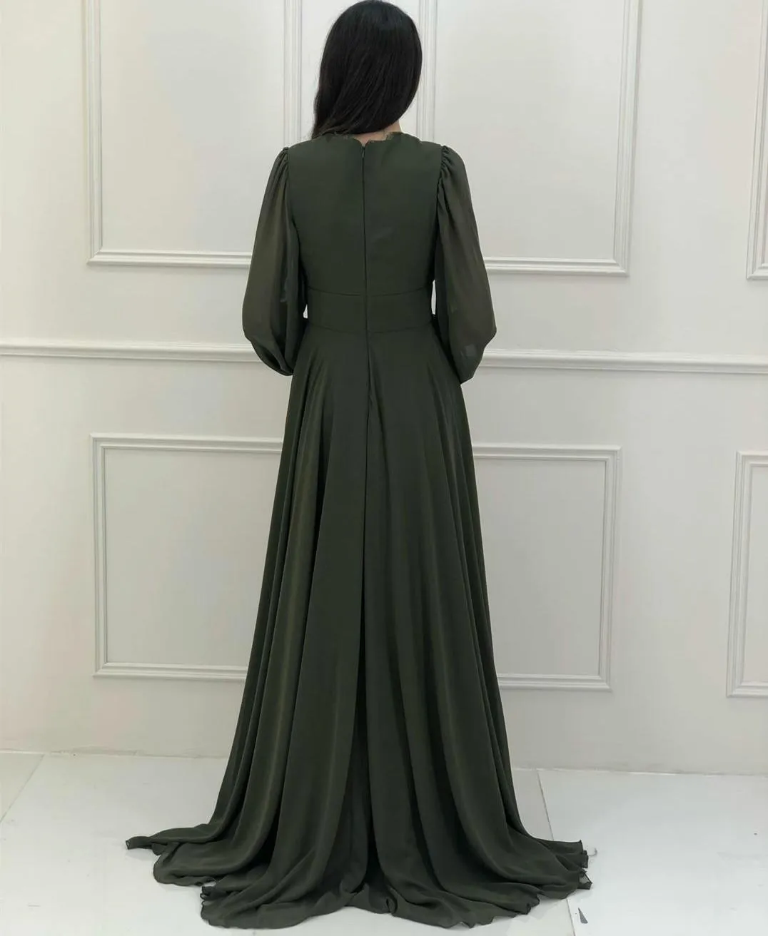 green emerald velvet dress Green Empire Dress