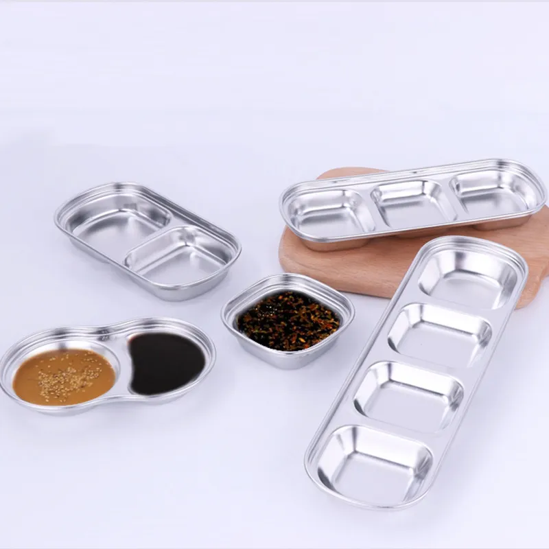 Stainless Steel Seasoning Dish Barbecue Seasonings Salt Dishes Olive Oil Vinegar Salts Spice Ginger Plate Home Kitchen Tools BH5112 TYJ