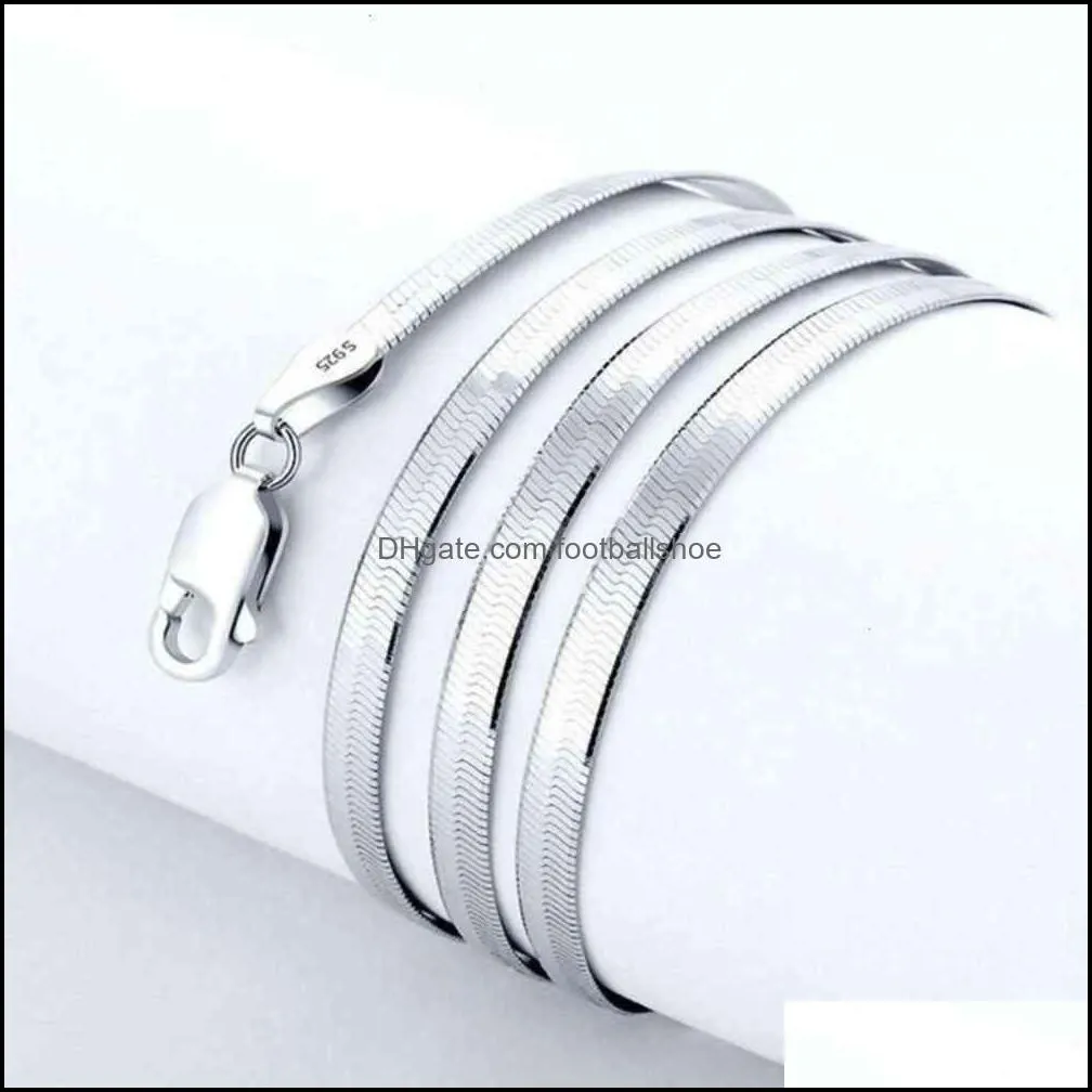 925 Sterling Silver 4mm Collier for Women Luxury Couple Fine Jewelry Sheet Chains Wedding gift Choker Keybone Chain