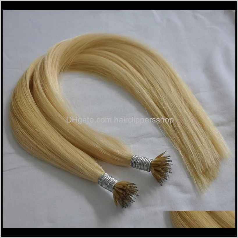 double drawn silk straight brazilian nano ring hair extensions 1g strand 100g lot 20