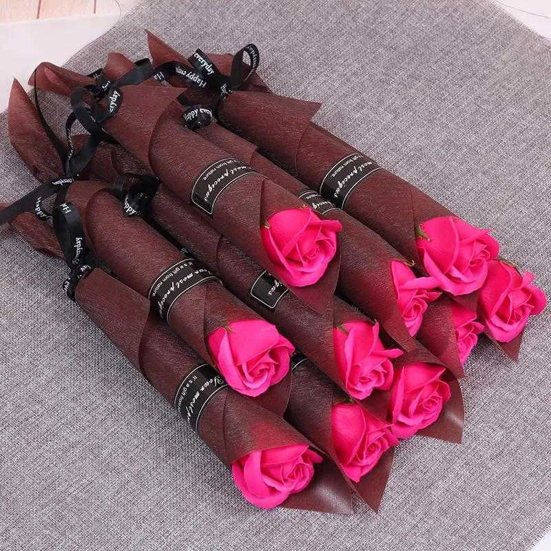 Single Stem Artificial Rose Romantic Valentine Day Wedding Birthday Party Soap Rose Flower Red Pink Blue