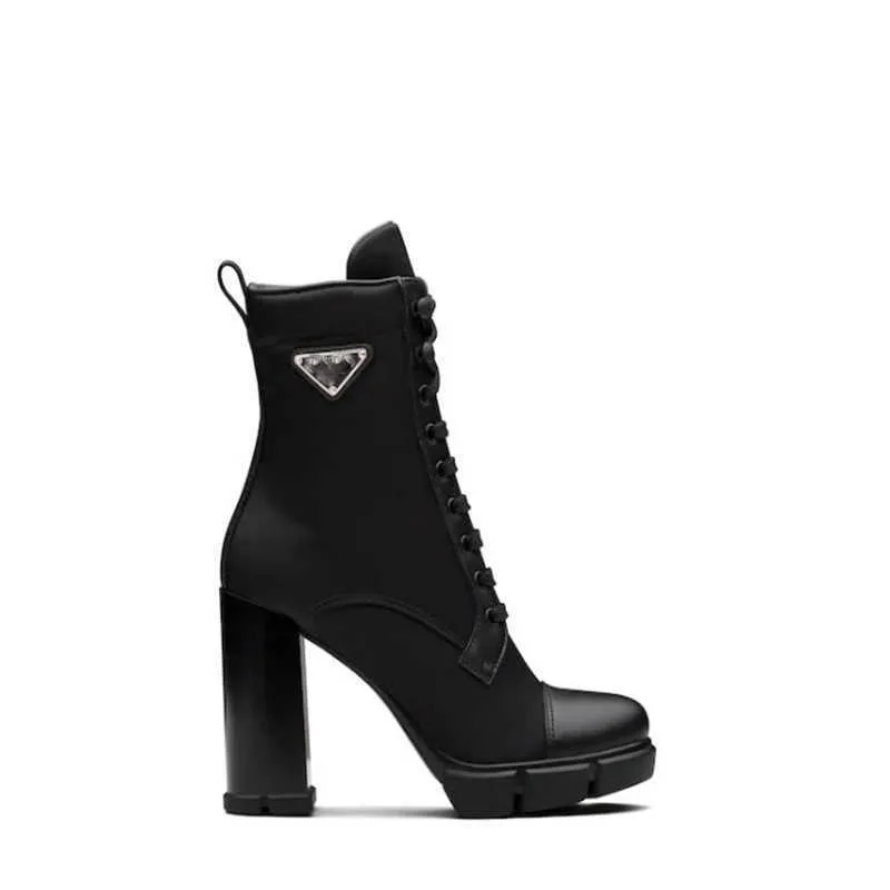 Nouveaux bottillons en cuir et tissu de nylon pour femmes Bottines en cuir Bottes de motard Australie Bottines Bottes d'hiver taille US 4-10 avec boîte