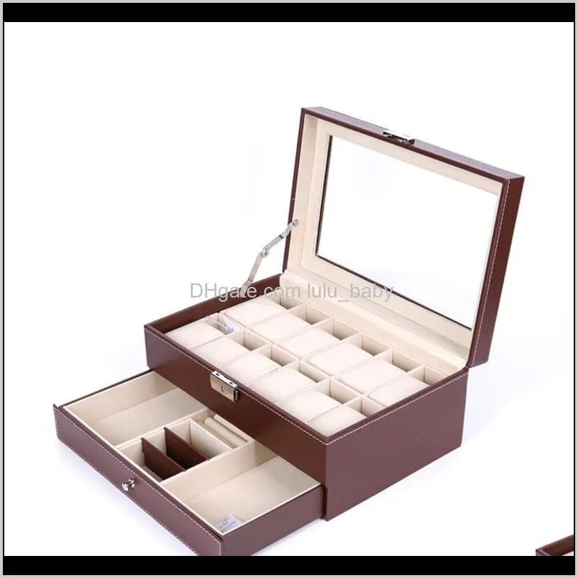  pu leather double-layer jewelry box high-end 12 slots watch box jewelry glasses storage box